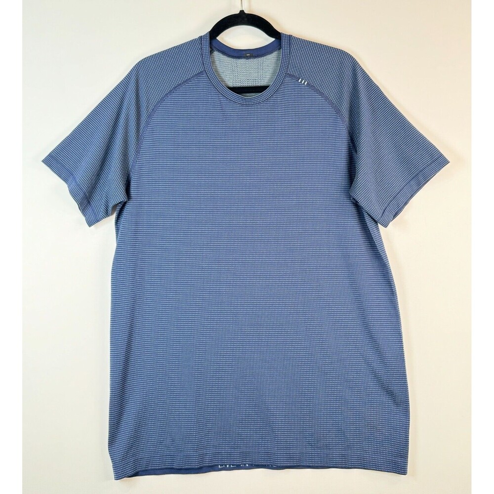 Lululemon Mens Shirt Blue Metal Vent Tech 2.0 Crewneck Logo Short Sleeve Large
